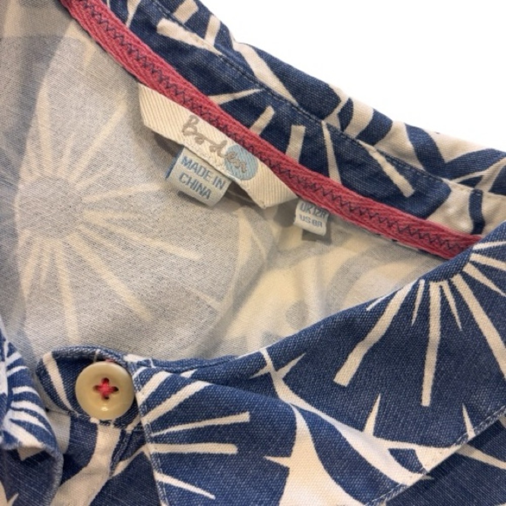 Boden Blue White Floral Shirt Dress Size 8R Collared Button Front - Picture 3 of 6